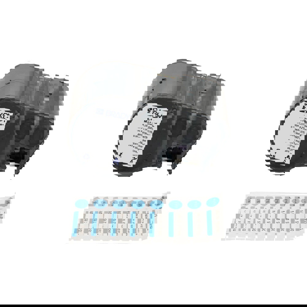 Labels, Ribbons & Tapes; Application: Label Printer Cartridge ; Type: Label Printer Cartridge ; Color Family: Blue ; Color: Black on Blue, White ; Number Of Labels Per Roll: 240 ; Label Diameter (Inch): 3/8