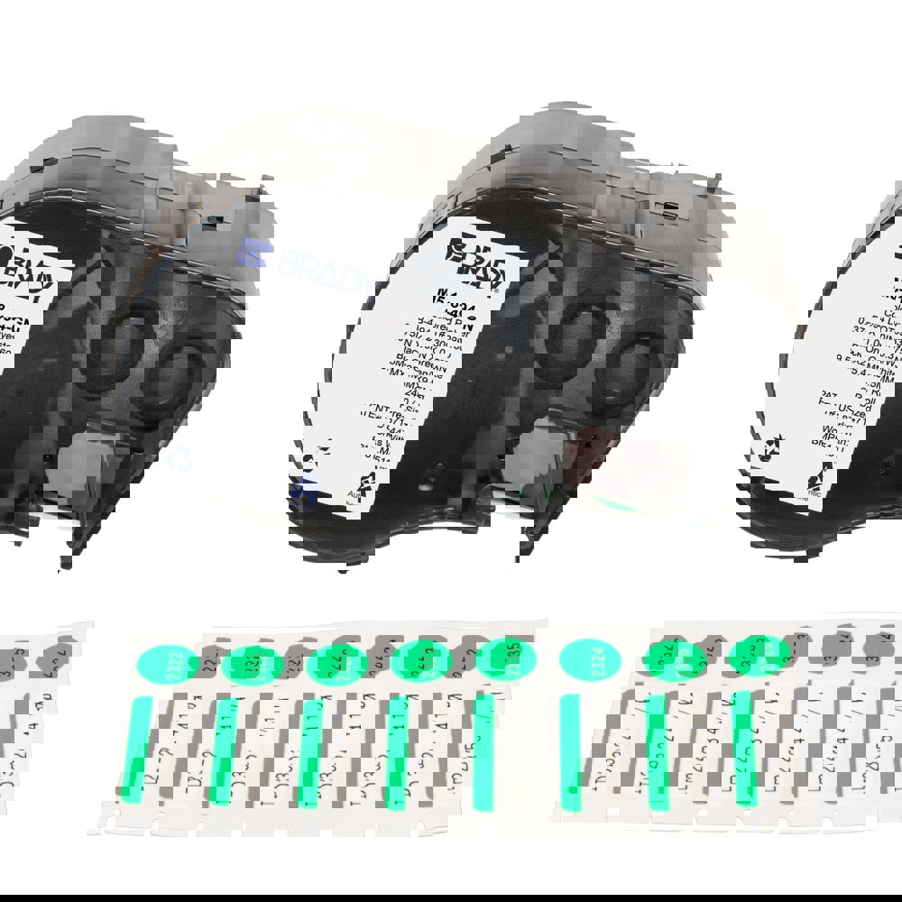 Labels, Ribbons & Tapes; Application: Label Printer Cartridge ; Type: Label Printer Cartridge ; Color Family: Green ; Color: Black on Green, White ; Number Of Labels Per Roll: 240 ; Label Diameter (Inch): 3/8