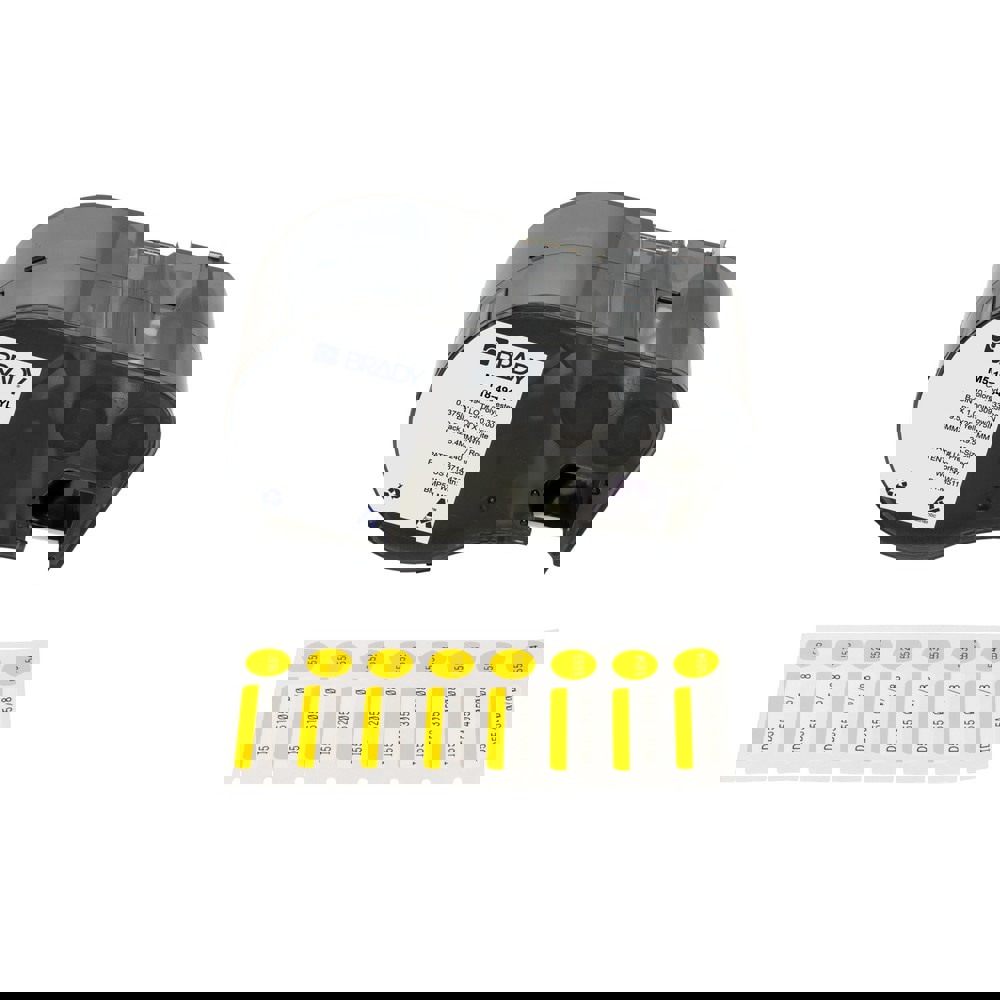 Labels, Ribbons & Tapes; Application: Label Printer Cartridge ; Type: Label Printer Cartridge ; Color Family: Yellow ; Color: Black on Yellow, White ; Number Of Labels Per Roll: 240 ; Label Diameter (Inch): 3/8