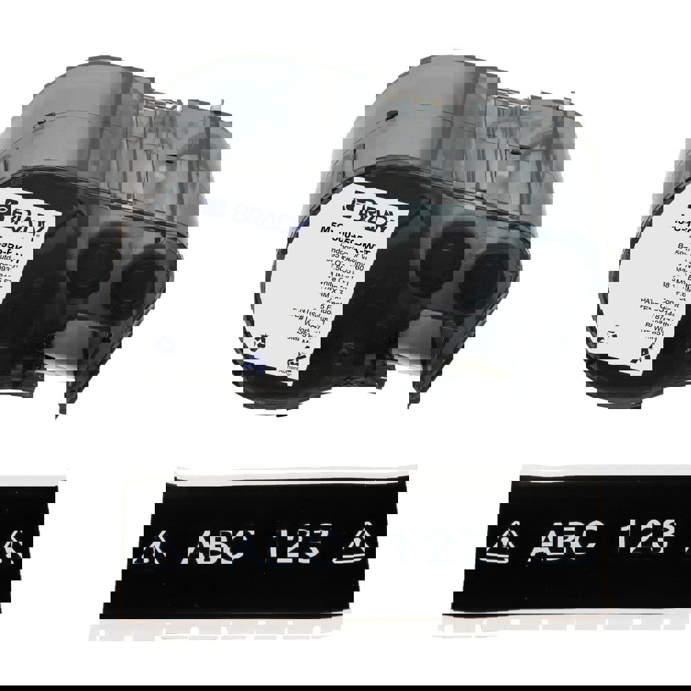 Labels, Ribbons & Tapes; Application: Label Printer Cartridge ; Type: Label Printer Cartridge ; Color Family: Black ; Color: White on Black ; For Use With: BMP51; BMP53; M511 ; Material: Vinyl