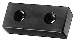 Strap Clamp Pads; Material: Steel ; Thread Size: 1/4-20 ; Overall Length (Inch): 1-1/2 ; Thickness (Inch): 3/8 ; Hole Center to End (Inch): 3/8 ; Finish Coating: Black Oxide