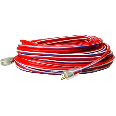 12/3 50' SJTW RED- WHITE& BLUE MADE IN USA CORD