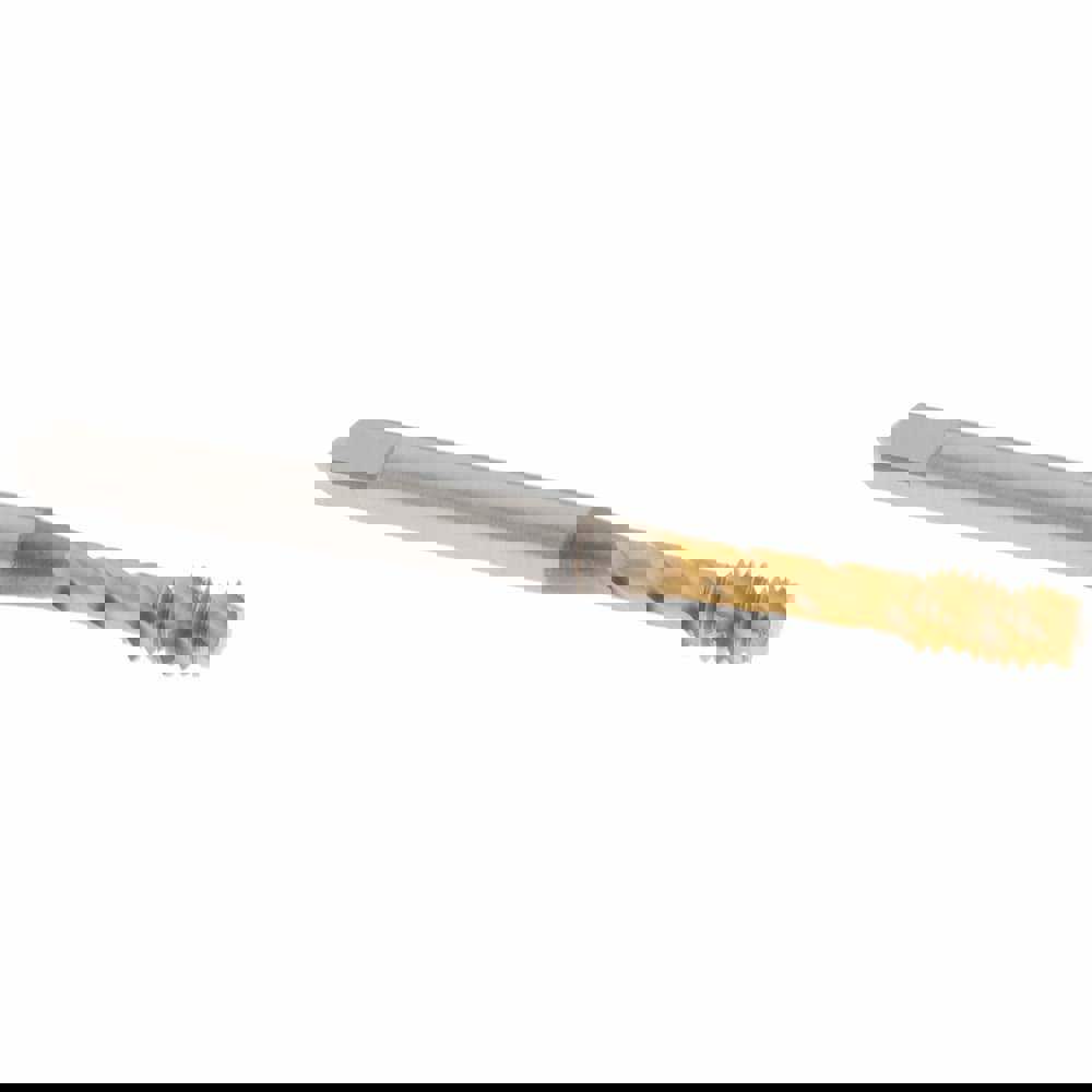 Spiral Flute Tap: #10-32 UNF, 3 Flutes, Modified Bottoming, 2B Class of Fit, Vanadium High Speed Steel, TIN Coated