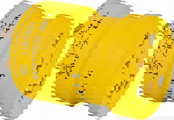 1 Outlet, 125 VAC, 20 Amp, Yellow, Single Outlet Adapter