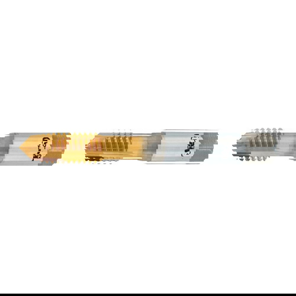 Spiral Point Tap: 3/8-24 UNF, 3 Flutes, Plug, 3B Class of Fit, Vanadium High Speed Steel, TiN Coated