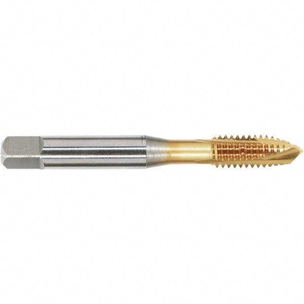 Spiral Point Tap: 5/16-24 UNF, 3 Flutes, Plug, Vanadium High Speed Steel, TiN Coated