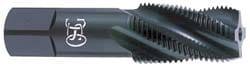3/4-14 NPT, 15&deg; Helix, 4 Flutes, Modified Bottoming Chamfer, TiN Finish, High Speed Steel, Spiral Flute Pipe Tap