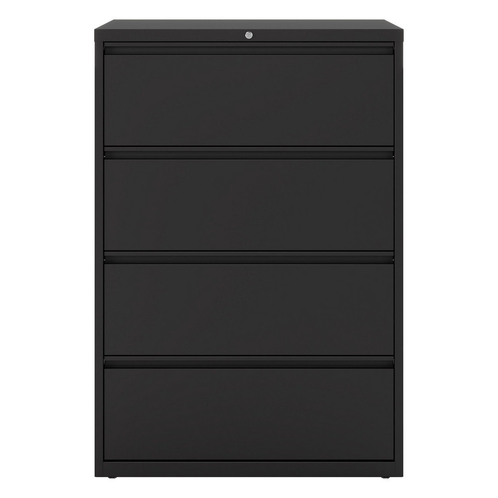 Horizontal: 4 Drawers, Steel, Black