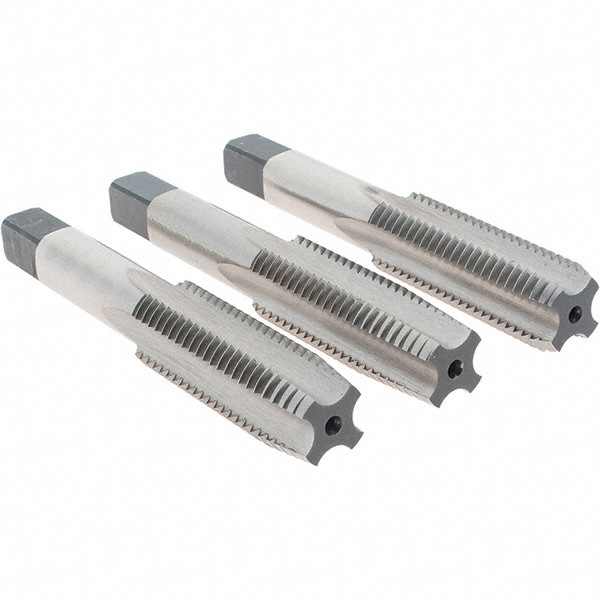 Tap Set: M16 x 2 Metric, 4 Flute, Bottoming Plug & Taper, High Speed Steel, Bright Finish
