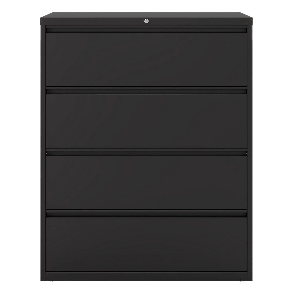 Horizontal: 4 Drawers, Steel, Black