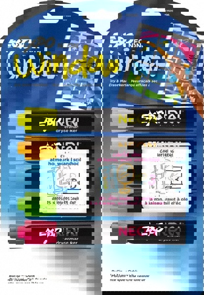 Blue, Green, Orange, Pink & Yellow Bullet Tip Neon 5 Pack Dry Erase Markers