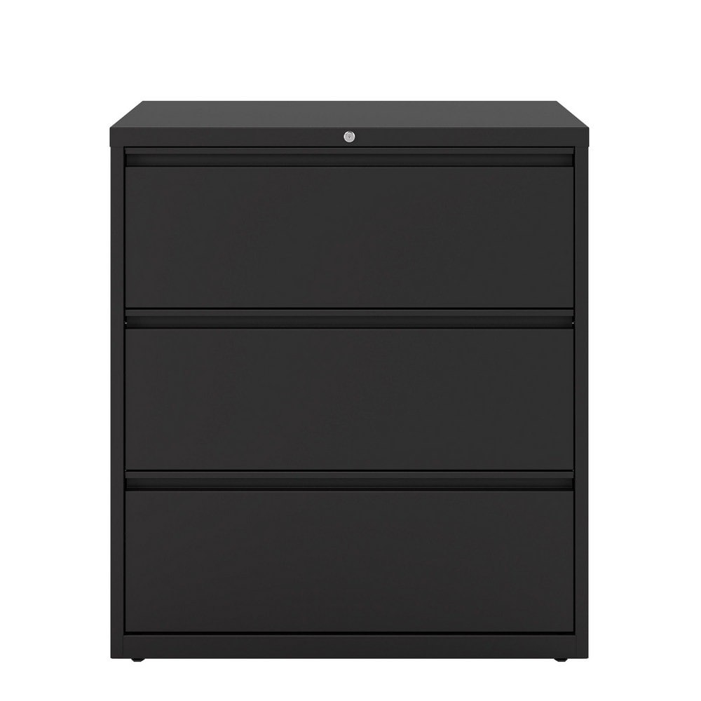 Horizontal: 3 Drawers, Steel, Black