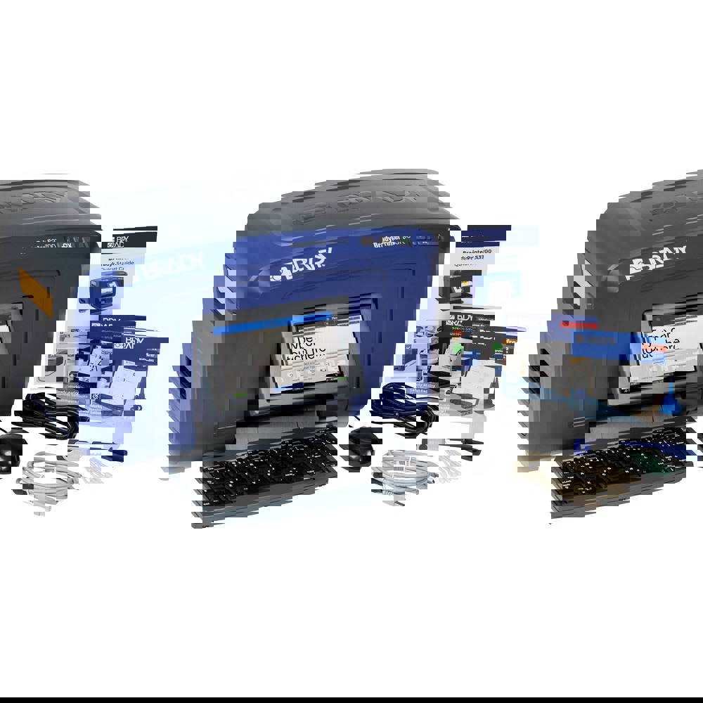 Electronic Label Makers; Type: Printer Kit ; Print Color Capability: Multicolor ; Power Source: AC Adapter ; Resolution: 300 dpi ; Display Type: Touch Screen; LCD ; Color: Blue; Gray