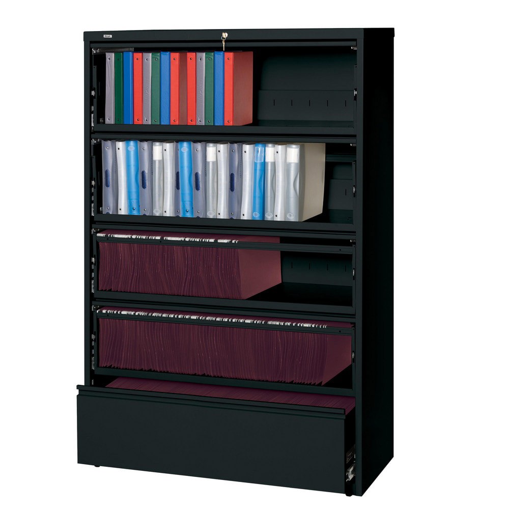 Horizontal: 5 Drawers, Steel, Black