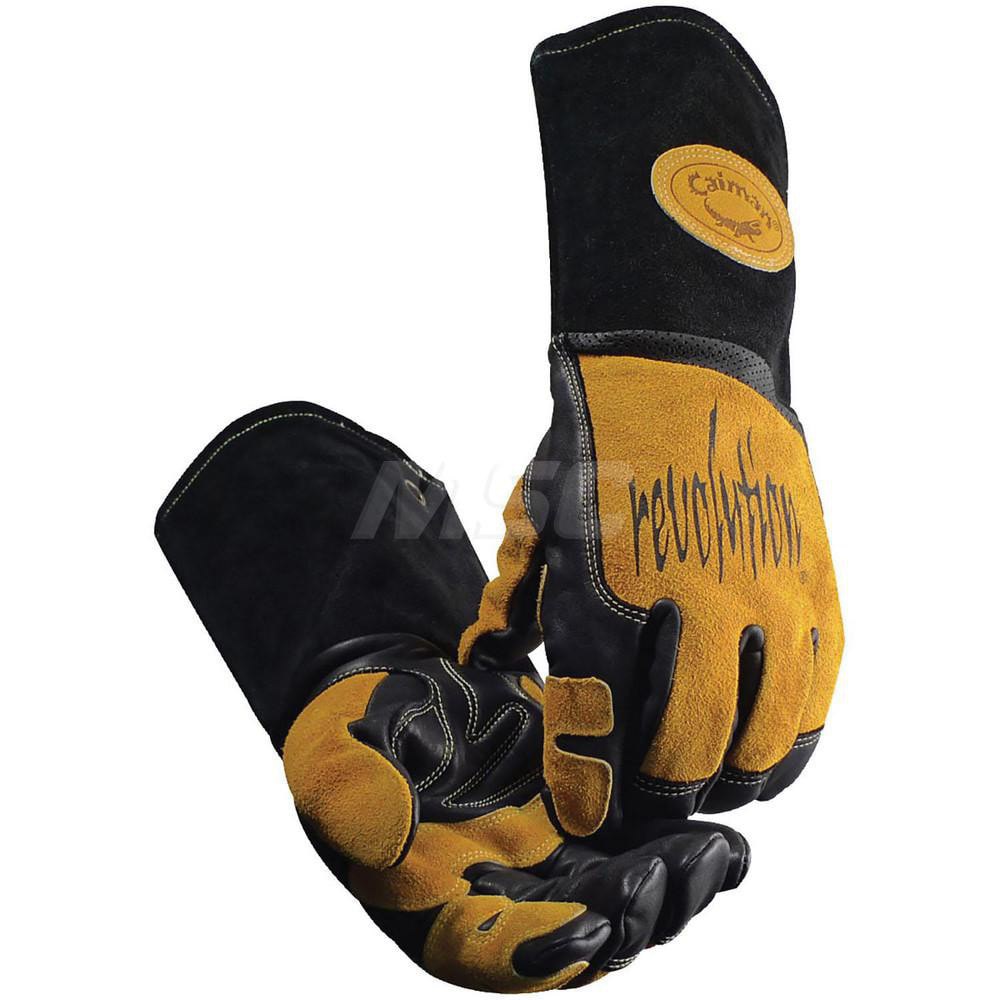 Welding Gloves: Caiman 1832, Size Large, Uncoated-Coated, Grain Cowhide Leather & Split Cowhide Leather, Pair