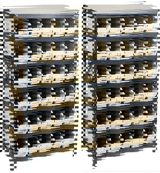 Floor Pick Rack: Double-Sided Mobile Pick Rack Unit with Shelf Bins, 2,100 lb Capacity, 18