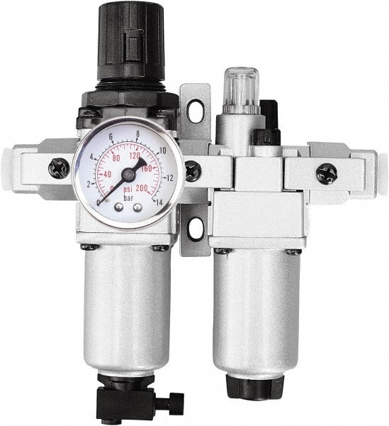 FRL Combination Unit: 1 NPT, Heavy-Duty, 2 Pc Filter/Regulator-Lubricator with Pressure Gauge