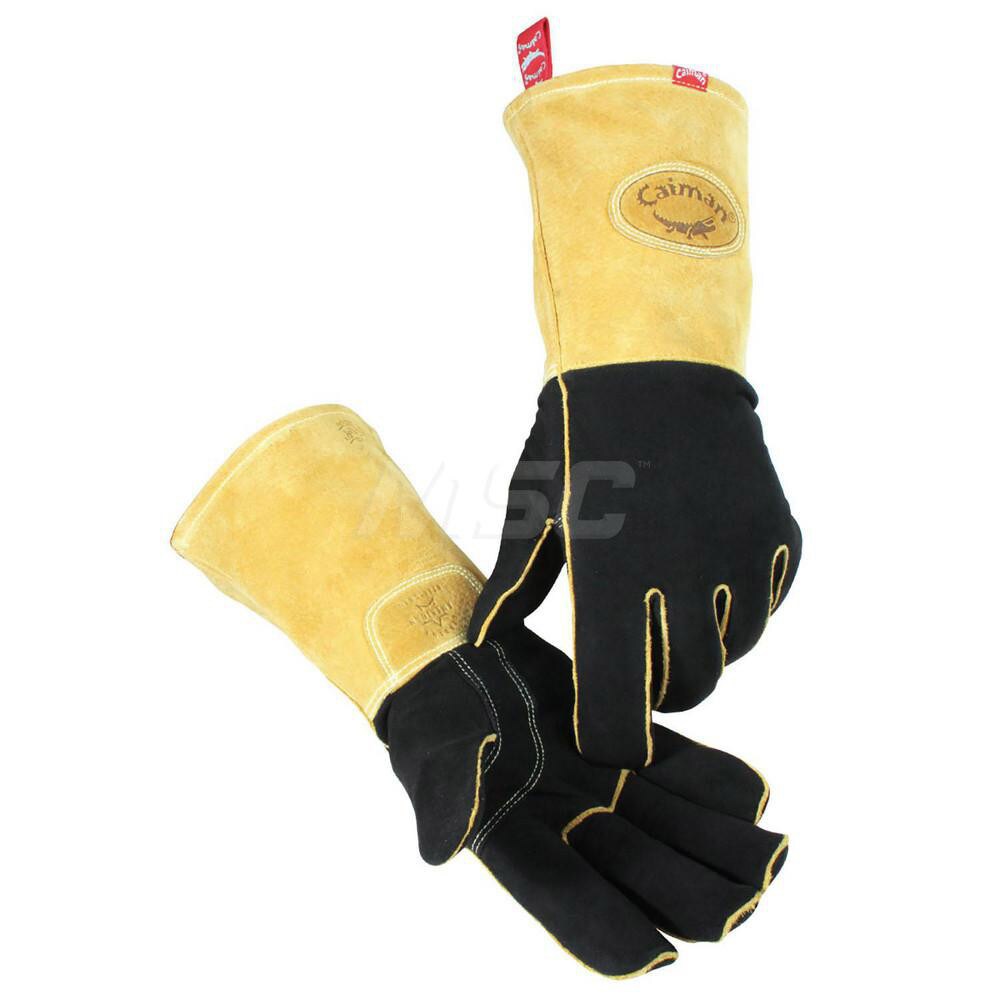 Welding Gloves: Size Large, Uncoated, Grain Deerskin Leather, MIG Welding & Stick Welding Application