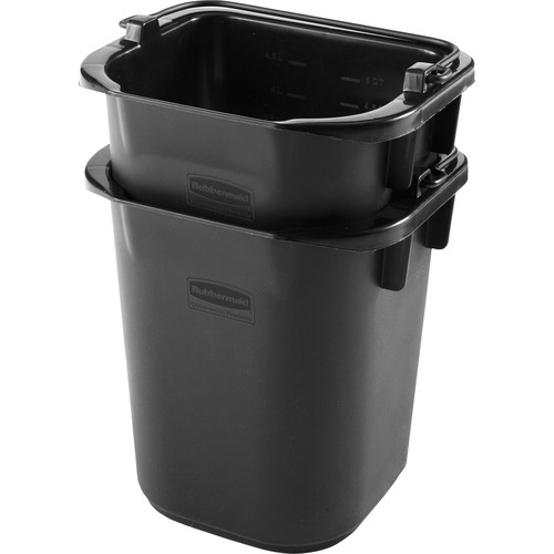 5 Qt, 215.9mm High, Plastic Rectangular Black Single Pail