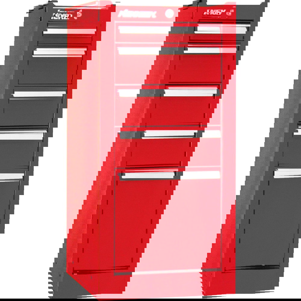 Side Cabinet: 5 Drawer, Red, Steel