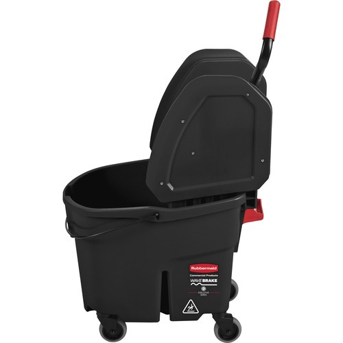 WaveBrake 35 Qt Down-Press Mop Bucket & Wringer Combo on Wheels with Dirty Water Bucket, Black