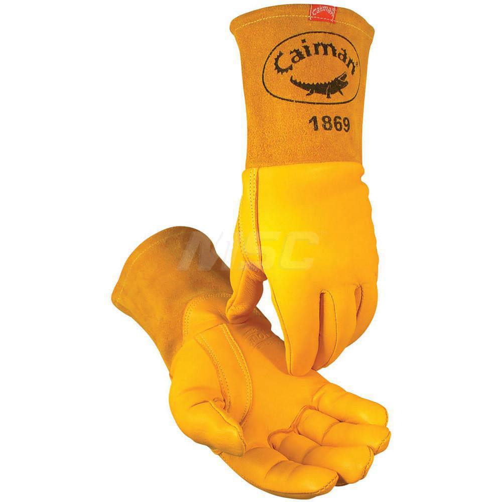Welding Gloves: Size Large, Uncoated, Grain Goatskin Leather & Split Cowhide Leather, Multi-Task Welding
