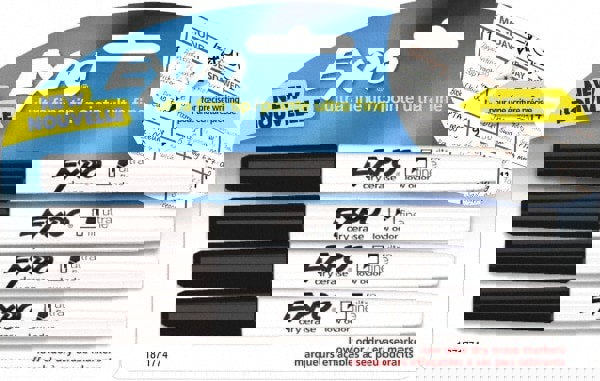 Pack of (4), Black Low Odor Ultra Fine Tip 4 Pack Dry Erase Markers