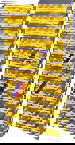 Floor Pick Rack: Double-Sided Mobile Pick Rack Unit with Shelf Bins, 4,200 lb Capacity, 18