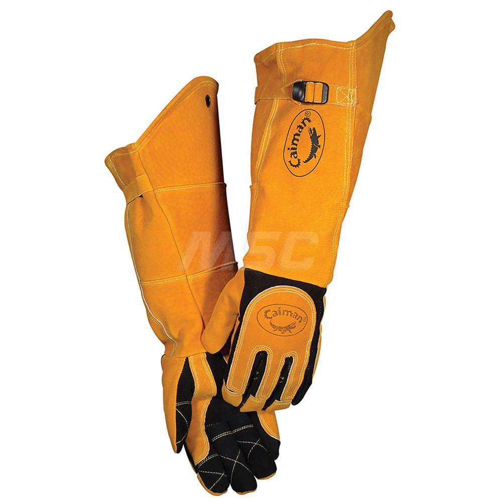 Welding Gloves: Caiman 1878, Size Large, Uncoated-Coated, Grain Deerskin Leather & Cowhide Leather, Pair, for Multi-Task