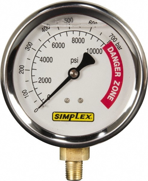 0 - 10,000 psi Liquid-Filled Hydraulic Pressure Gauge