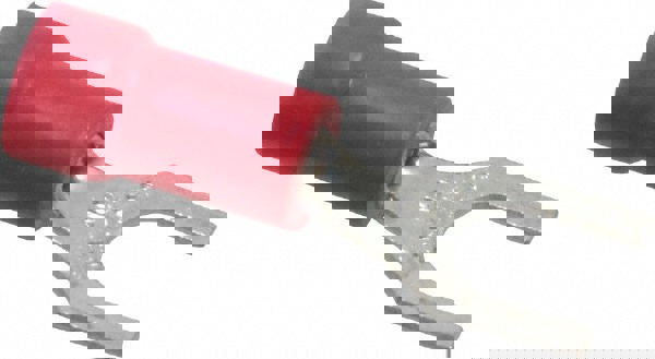 Standard Fork Terminal: Red, Vinyl, Partially Insulated, #10 Stud, Crimp