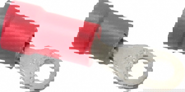 D Shaped Ring Terminal: Partially Insulated, 22 to 16 AWG, Crimp Connection