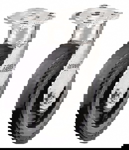 Rigid Top Plate Caster: Soft Rubber, 4