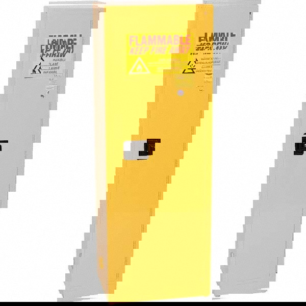 Flammable & Hazardous Storage Cabinets: 24 gal Drum, 1 Door, 3 Shelf, Manual Closing, Yellow
