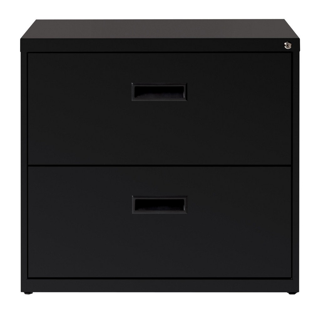 Horizontal: 2 Drawers, Steel, Black