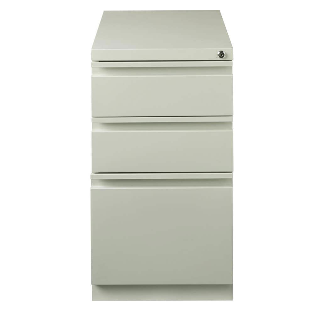 Mobile Pedestal: 3 Drawers, Steel, Light Gray