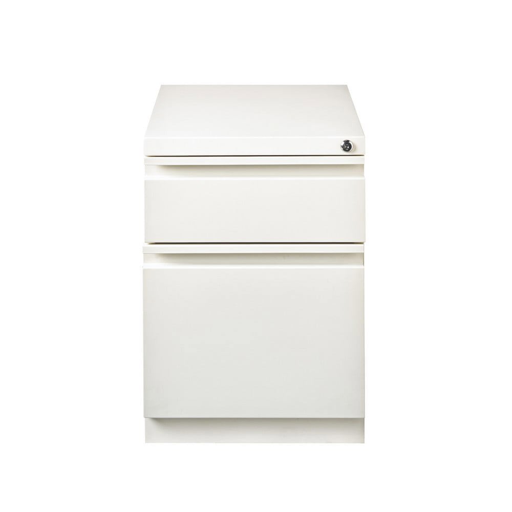 Mobile Pedestal: 2 Drawers, Steel, White