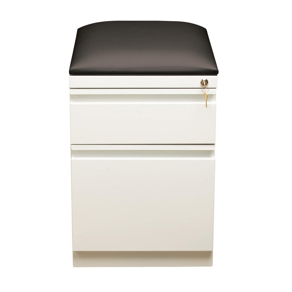 Mobile Pedestal: 2 Drawers, Steel, White/Black