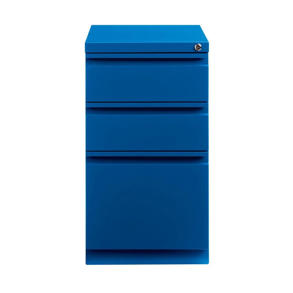 Mobile Pedestal: 3 Drawers, Steel, Classic Blue