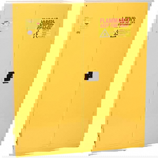 Flammable & Hazardous Storage Cabinets: 110 gal Drum, 2 Door, 1 Shelf, Manual Closing, Yellow
