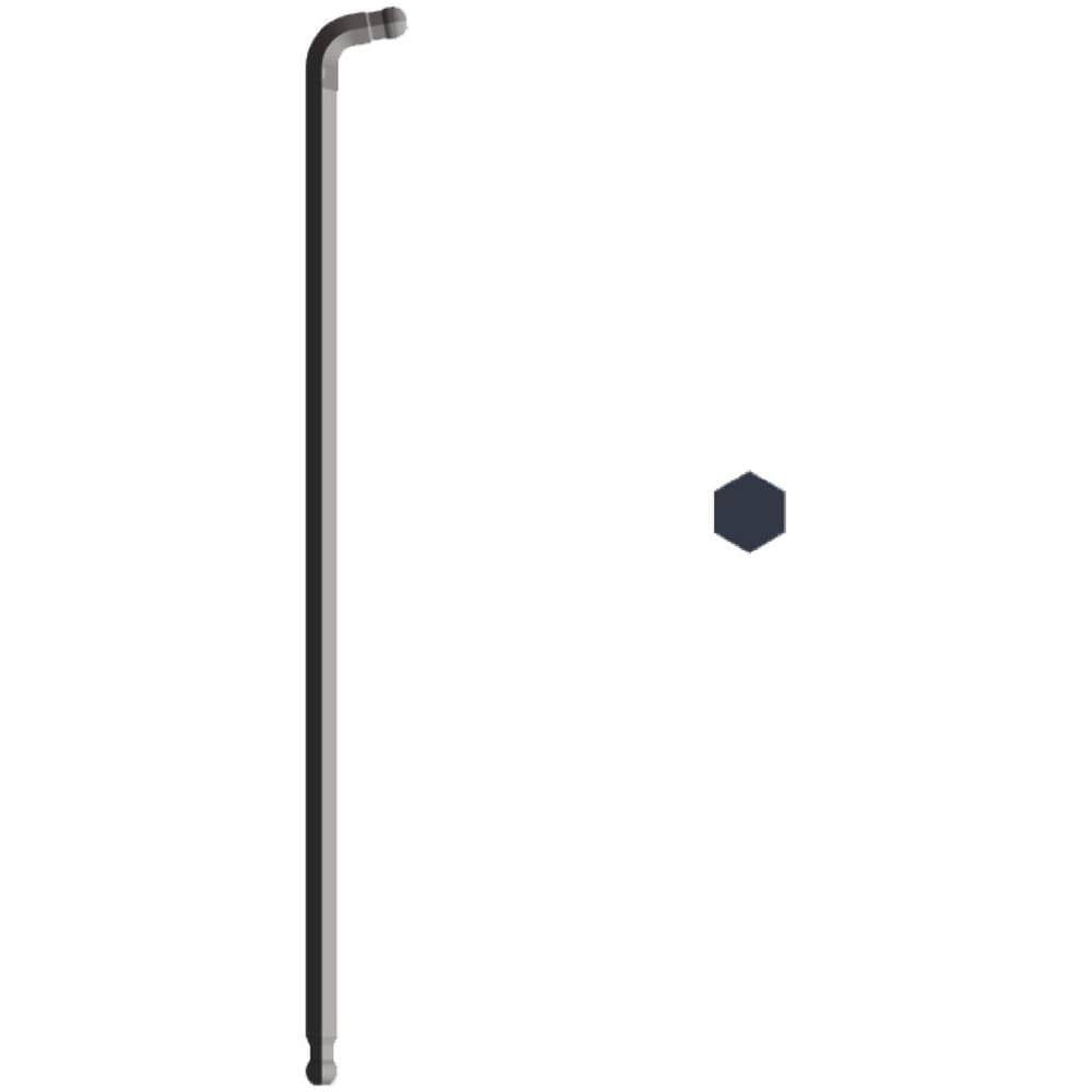 Hex Keys; End Type: Double Ball ; Hex Size (mm): 2.500 ; Handle Type: L-Handle ; Arm Style: Extra Long ; Overall Length (Decimal Inch): 4.4300 ; Handle Color: Black
