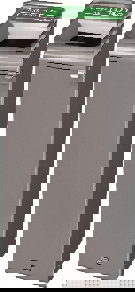 Decorative Indoor Waste Receptacle: 15 gal, Rectangle, Gray