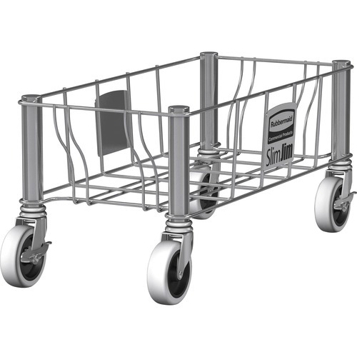 SLIM JIM Single Trash/Garbage Can/Bin Dolly, Stainless Steel