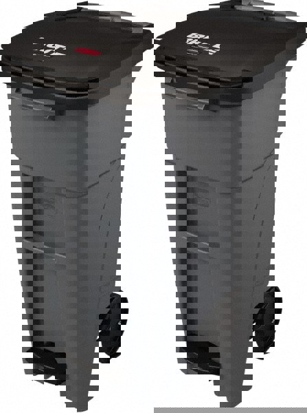 Rollout Trash Can: 32 gal, Rectangle, Gray