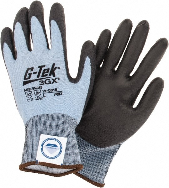 Cut, Puncture & Abrasion-Resistant Gloves: G-Tek 3GX 19-D318, Size Large, ANSI Cut A3, ANSI Puncture 3, Polyurethane, Dyneema Diamond