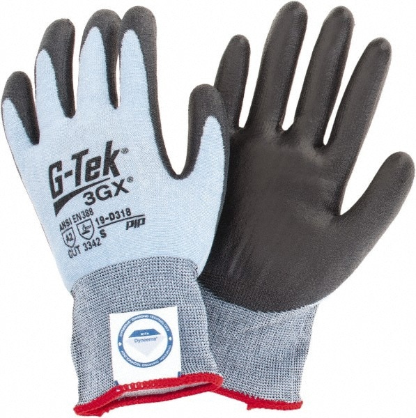 Cut, Puncture & Abrasion-Resistant Gloves: G-Tek 3GX 19-D318, Size Small, ANSI Cut A3, ANSI Puncture 3, Polyurethane, Dyneema Diamond