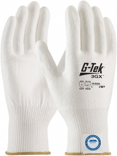 Cut, Puncture & Abrasion-Resistant Gloves: G-Tek 3GX 19-D325, Size Large, ANSI Cut A3, ANSI Puncture 1, Polyurethane, Dyneema Diamond