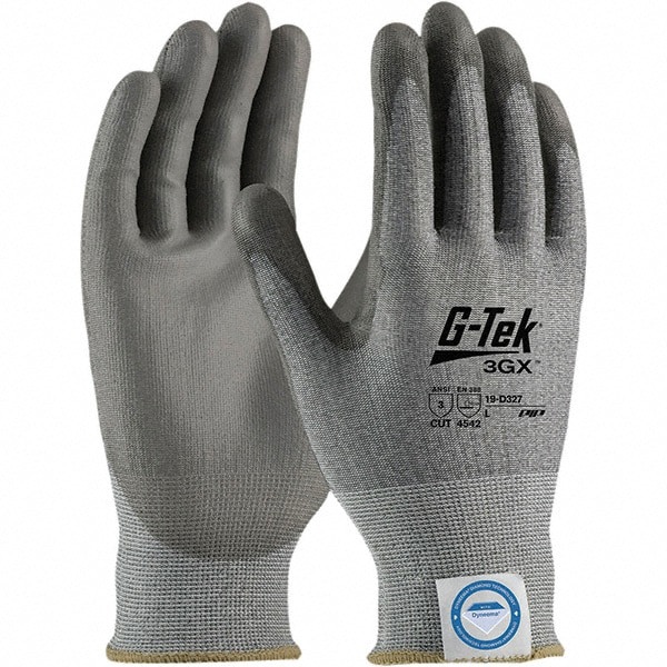 Cut, Puncture & Abrasion-Resistant Gloves: G-Tek 19-D327, Size Large, ANSI Cut A3, ANSI Puncture 2, Polyurethane, Dyneema Diamond