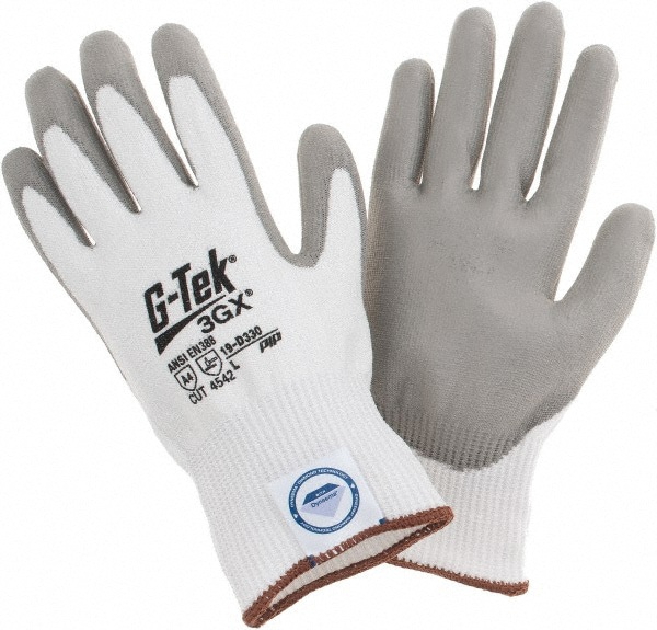 Cut, Puncture & Abrasion-Resistant Gloves: G-Tek 3GX 19-D330, Size Large, ANSI Cut A4, ANSI Puncture 2, Polyurethane, Dyneema Diamond