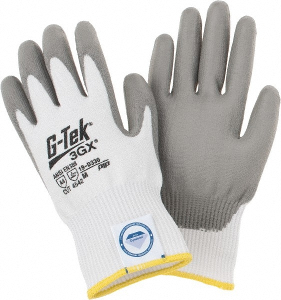 Cut, Puncture & Abrasion-Resistant Gloves: G-Tek 3GX 19-D330, Size Medium, ANSI Cut A4, ANSI Puncture 2, Polyurethane, Dyneema Diamond